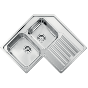 ÉVIER ANGOLO D 2 BACS ÉGOUTTOIR / INOX