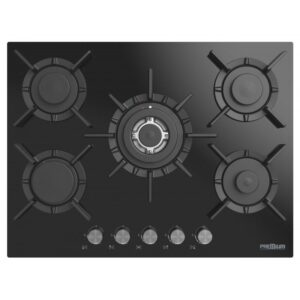 PLAQUE À GAZ PREMIUM ENCASTRABLE 5 FEUX / 70 CM - NOIR