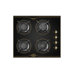 PLAQUE PREMIUM RUST VERRE ENCASTRABLE 4 FEUX AVEC SECURITE 60CM / NOIR