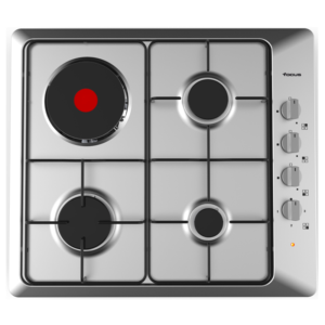 PLAQUE FOCUS 3 FEUX GAZ + 1 ELECT INOX