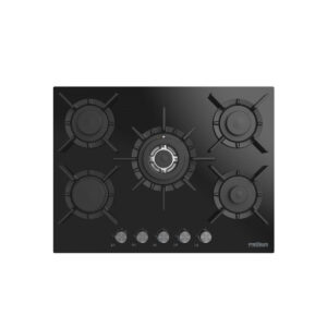 PLAQUE A GAZ VERRE - NOIR 5 FEUX 70 CM FONT PREMIUM