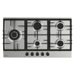 PLAQUE DE CUISSON FOCUS F.4789X 5 FEUX  – 86 Cm – GRILLE En FONTE – Inox
