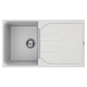 ÉVIER DE CUISINE ENCASTRABLE FOCUS GRANITECK 1 Bac + égouttoir 86cm - Blanc