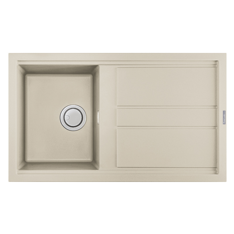 ÉVIER DE CUISINE ENCASTRABLE FOCUS SMART.86S GRANITECK 1 Bac + égouttoir 86cm - Champagne