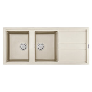 ÉVIER DE CUISINE FOCUS ENCASTRABLE GRANITECK ÉGOUTTOIR+ 2 Bacs - Champagne SMART-116S