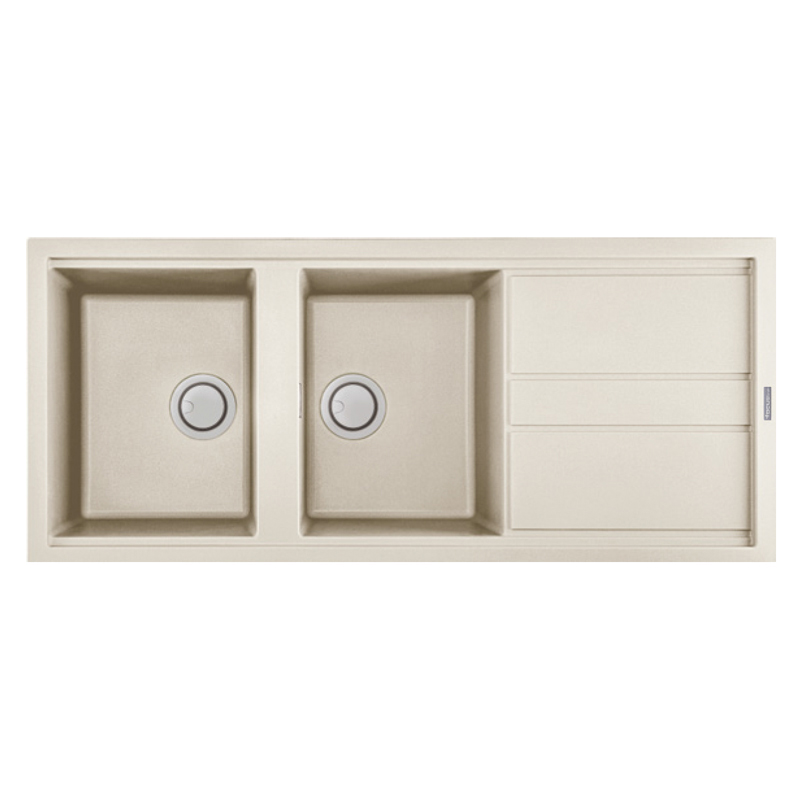 ÉVIER DE CUISINE FOCUS ENCASTRABLE GRANITECK ÉGOUTTOIR+ 2 Bacs - Champagne SMART-116S