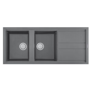 ÉVIER DE CUISINE ENCASTRABLE FOCUS GRANITECK + ÉGOUTTOIR 116 cm - Titanium