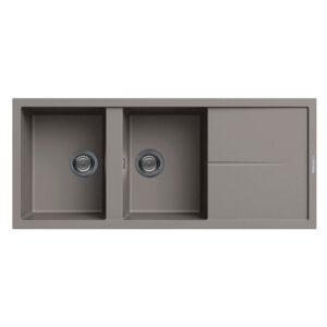 ÉVIER DE CUISINE FOCUS ENCASTRABLE GRANITECK 2 Bacs +ÉGOUTTOIR - GRÉGE