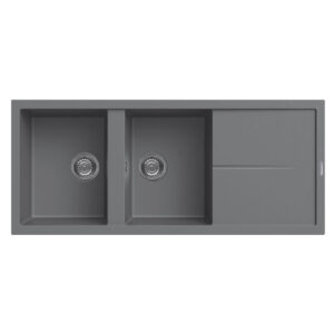 ÉVIER DE CUISINE ENCASTRABLE FOCUS GRANITECK 2 Bacs + ÉGOUTTOIR - Gris