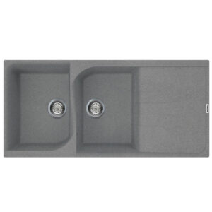 ÉVIER DE CUISINE ENCASTRABLE FOCUS GRANITECK 2 Bacs + ÉGOUTTOIR- Gris