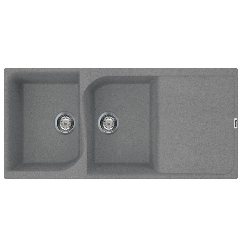ÉVIER DE CUISINE ENCASTRABLE FOCUS GRANITECK 2 Bacs + ÉGOUTTOIR- Gris
