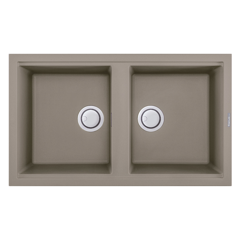 ÉVIER DE CUISINE ENCASTRABLE FOCUS SMART.90A GRANITECK 2 Bacs - Tortora